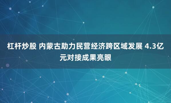 杠杆炒股 内蒙古助力民营经济跨区域发展 4.3亿元对接成果亮眼
